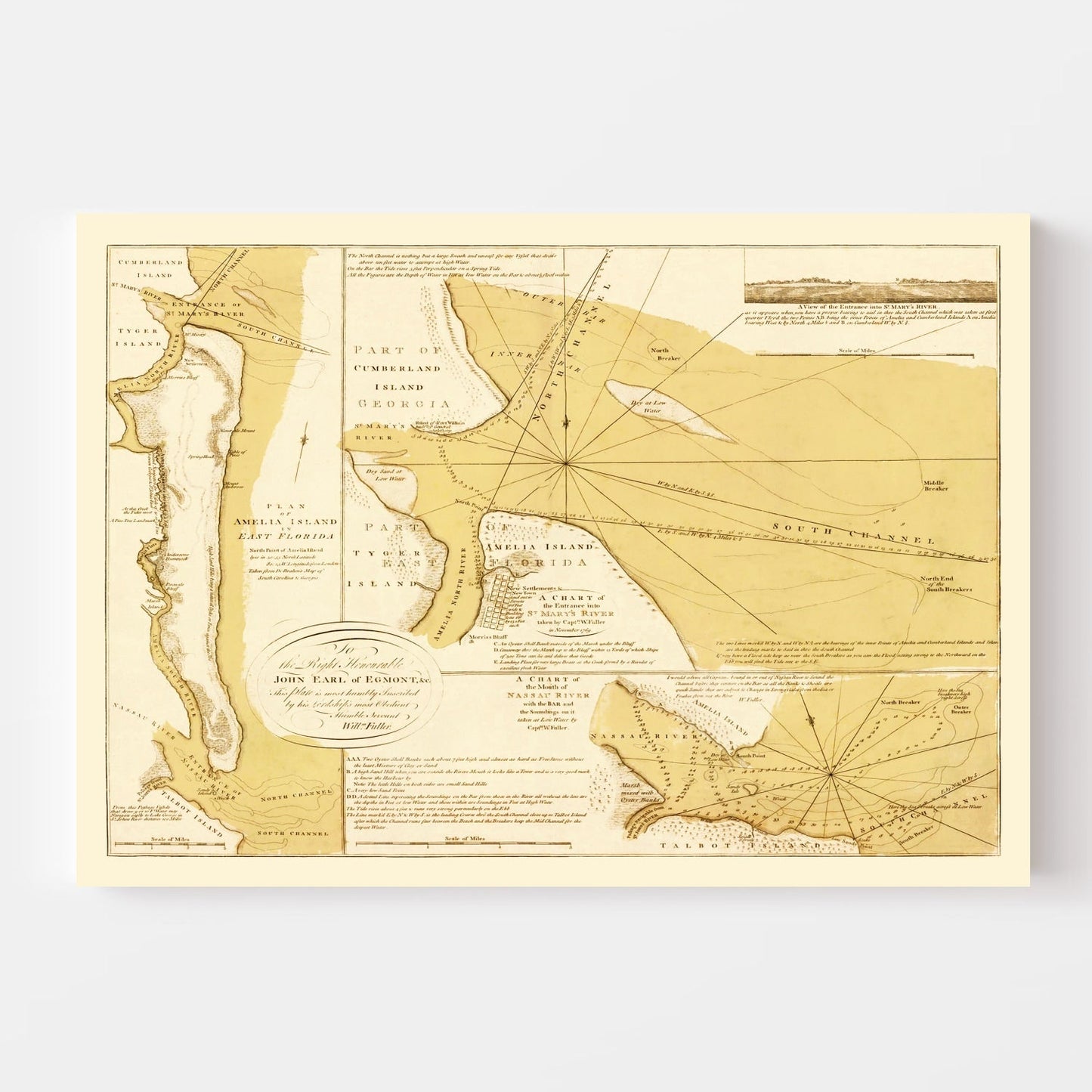 Vintage Map of Amelia Island, Florida, 1770