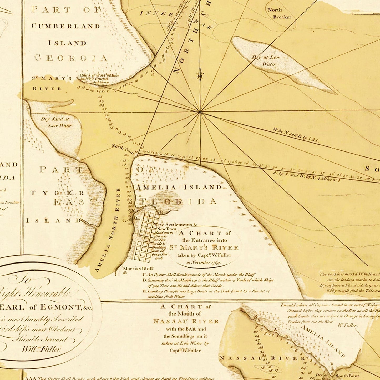 Vintage Map of Amelia Island, Florida, 1770