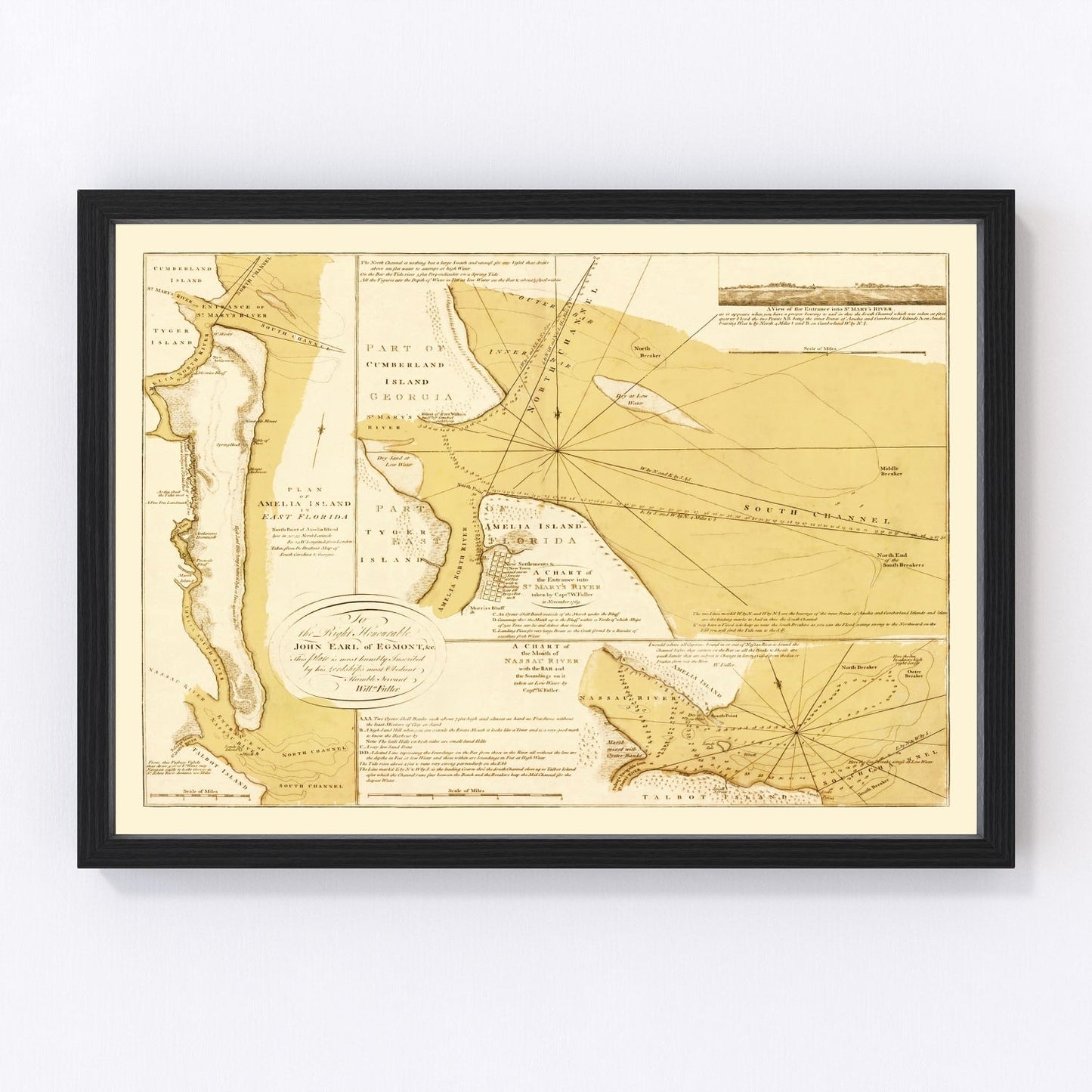 Vintage map of Amelia Island, Florida, 1770 - colonial era coastal restored print