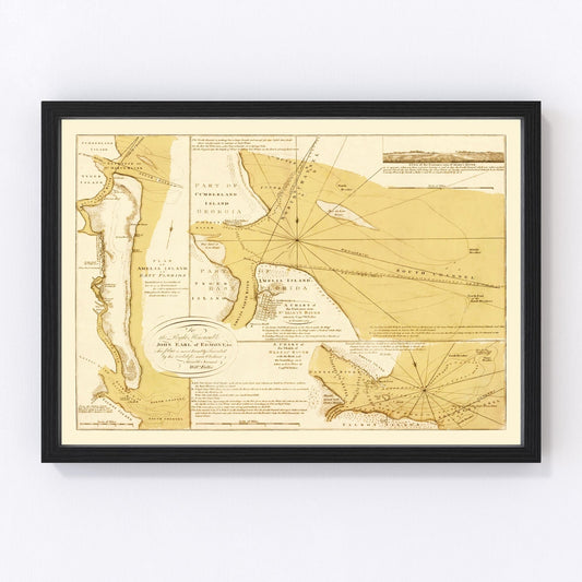 Vintage map of Amelia Island, Florida, 1770 - colonial era coastal restored print