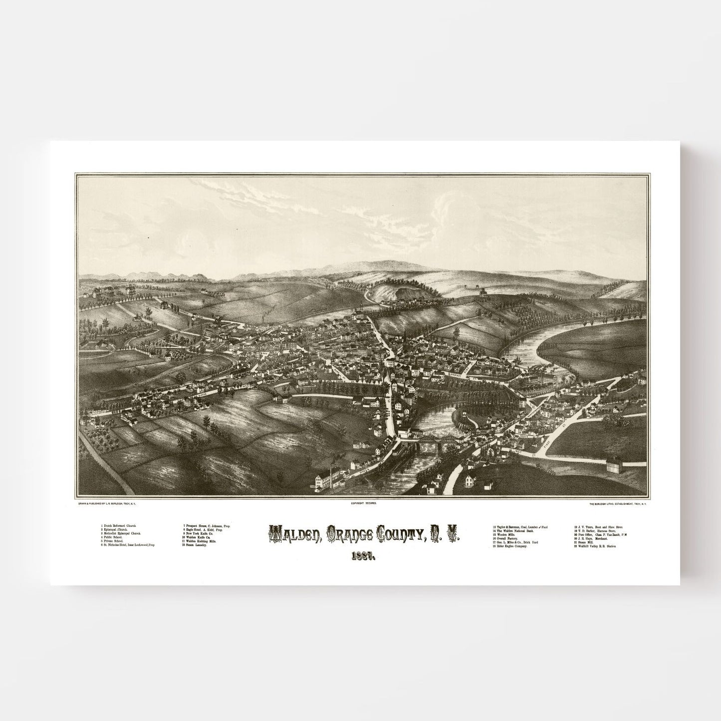 Vintage Map of Walden, New York, 1887