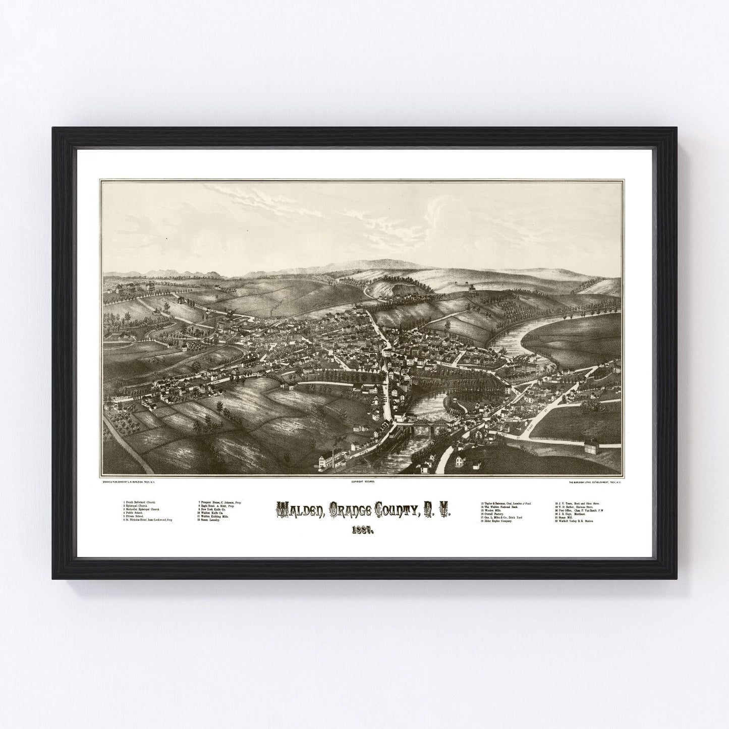 Vintage map of Walden, New York, 1887, digitally restored