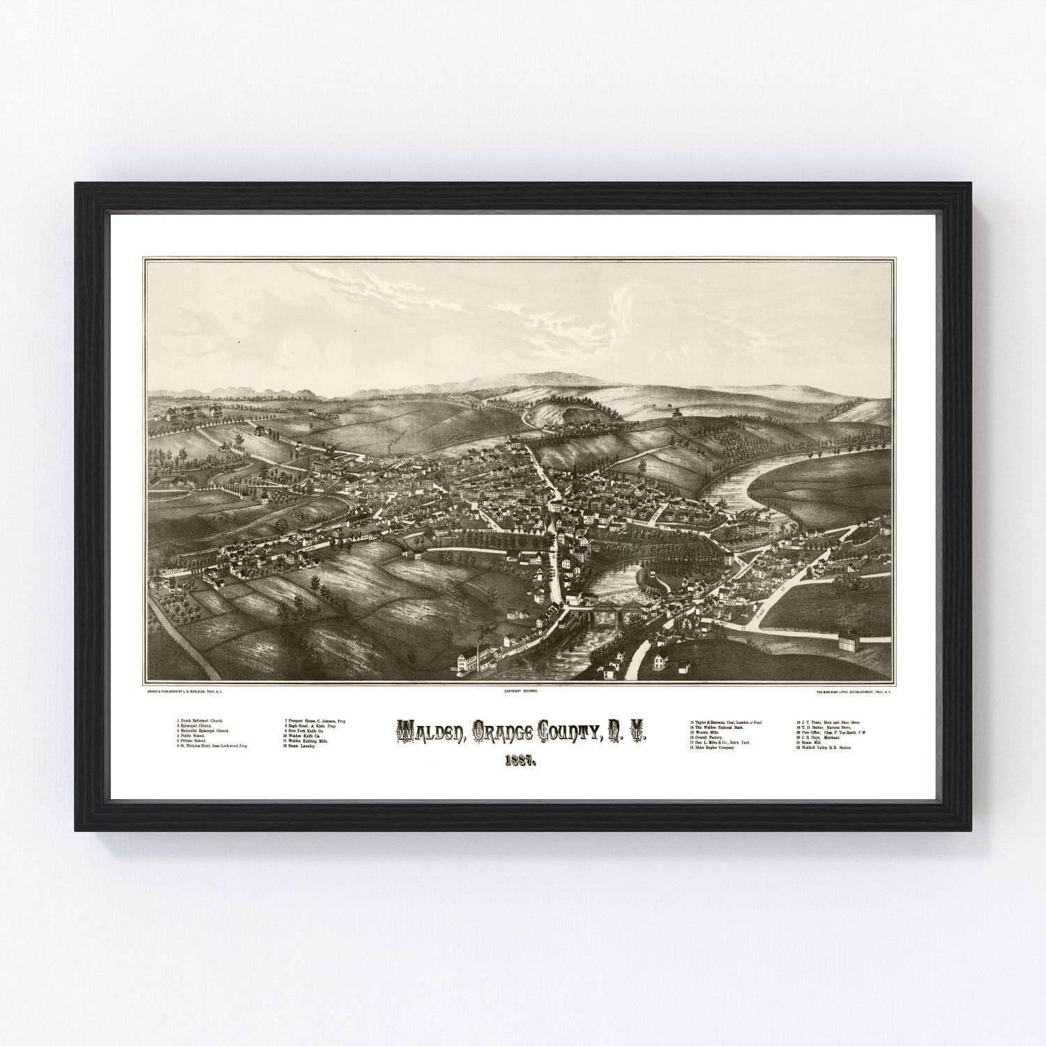 Vintage map of Walden, New York, 1887, digitally restored