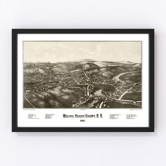 Vintage map of Walden, New York, 1887, digitally restored