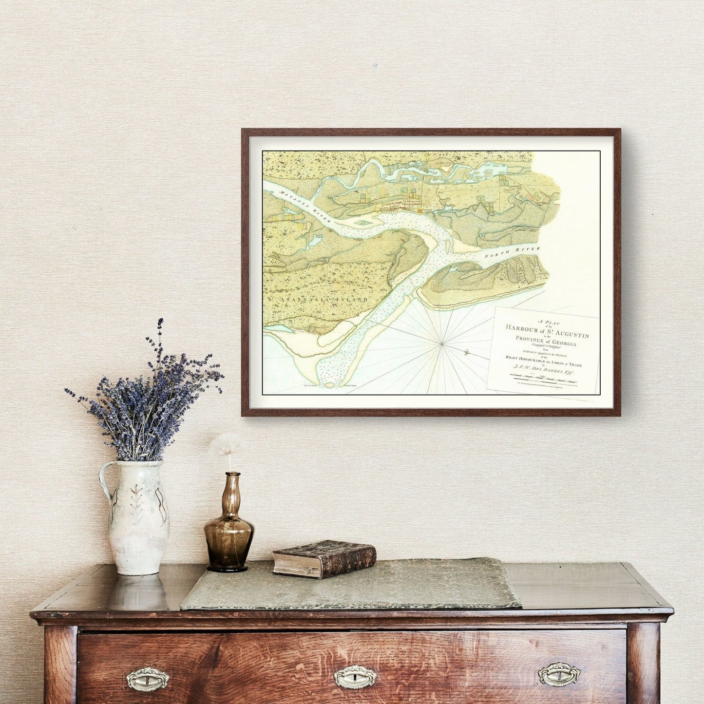 Vintage Map of St. Augustine Harbor, Georgia, 1780