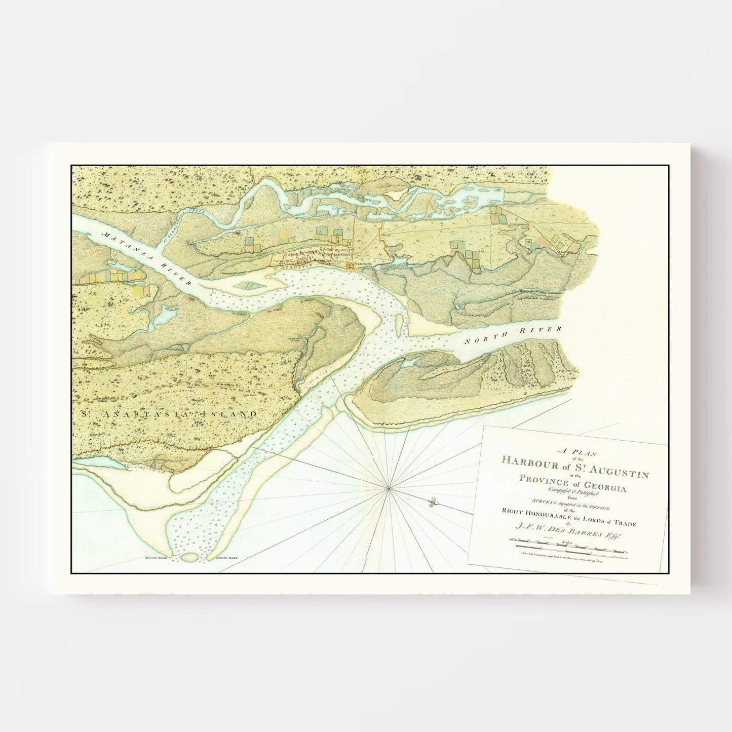 Vintage Map of St. Augustine Harbor, Georgia, 1780