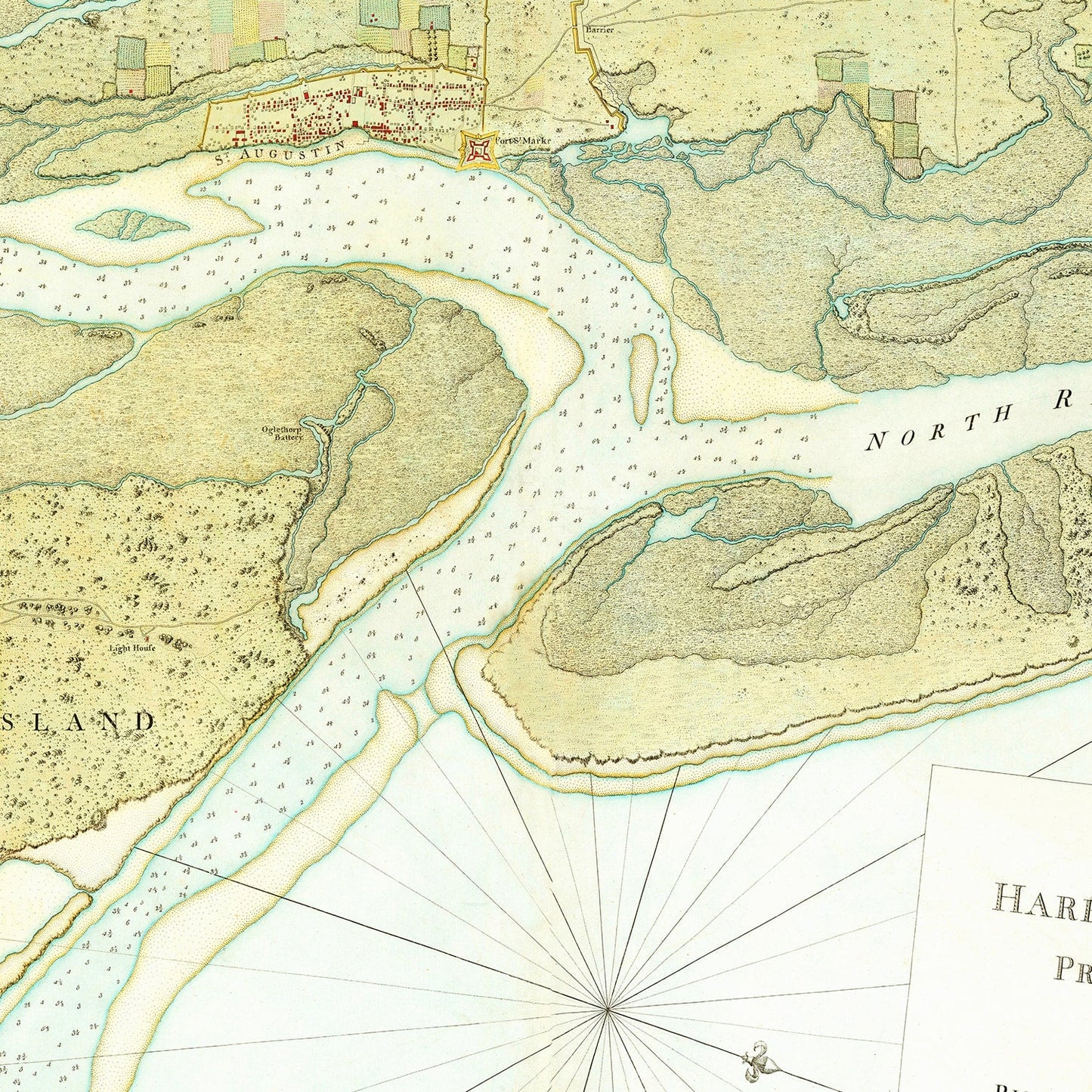 Vintage Map of St. Augustine Harbor, Georgia, 1780