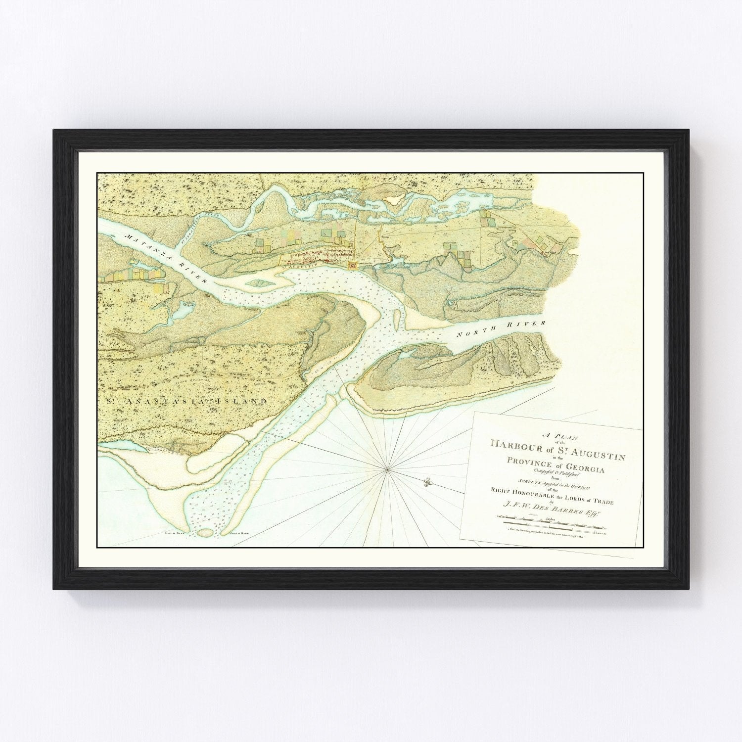 vintage map of St. Augustine Harbor, Georgia, 1780
