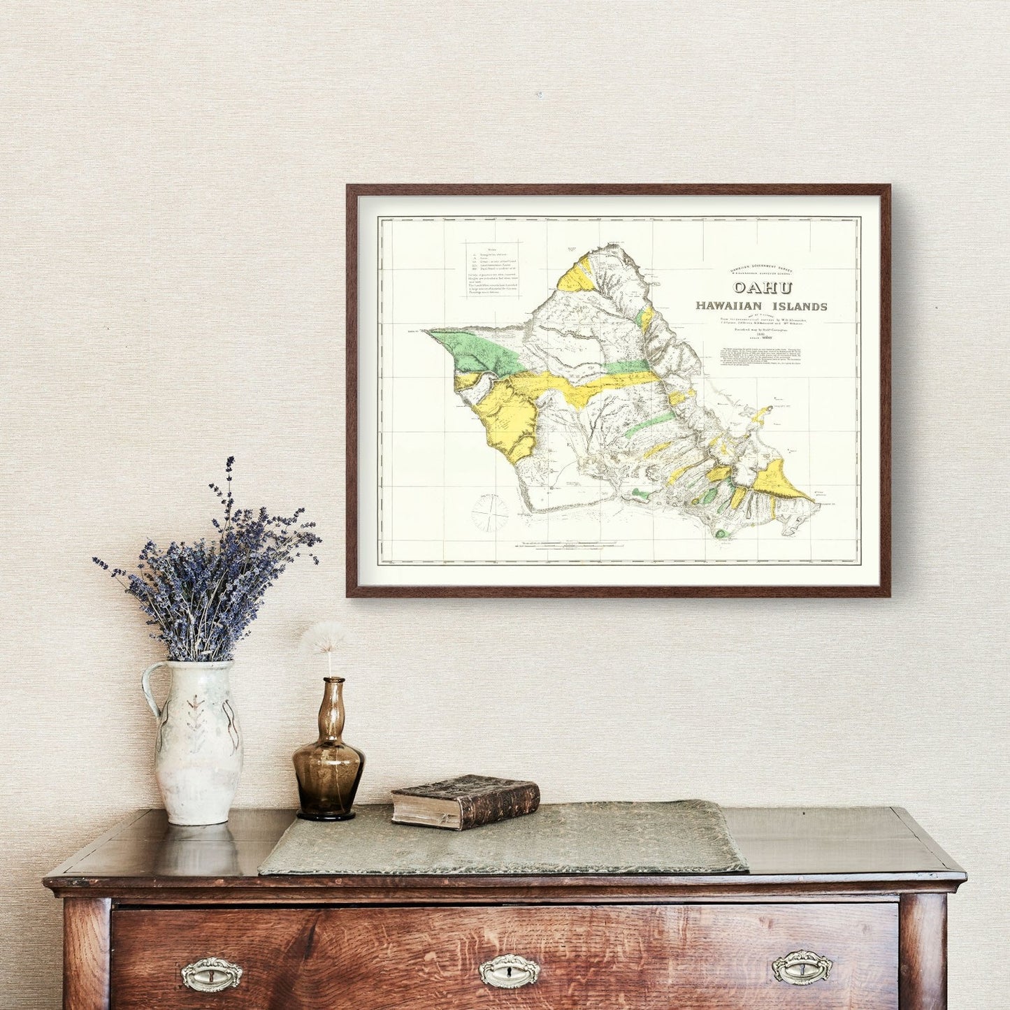 Vintage Map of Oahu, Hawaii, 1881