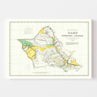 Vintage Map of Oahu, 1881