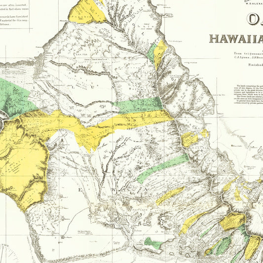 Vintage Map of Oahu, Hawaii, 1881