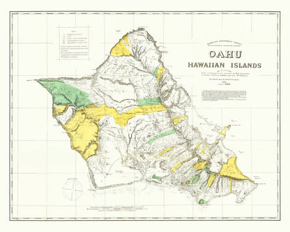 Vintage Map of Oahu, 1881