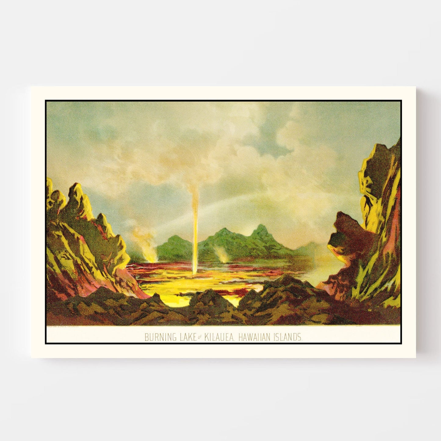 Vintage Map of the Burning Lake of Kilauea, 1884