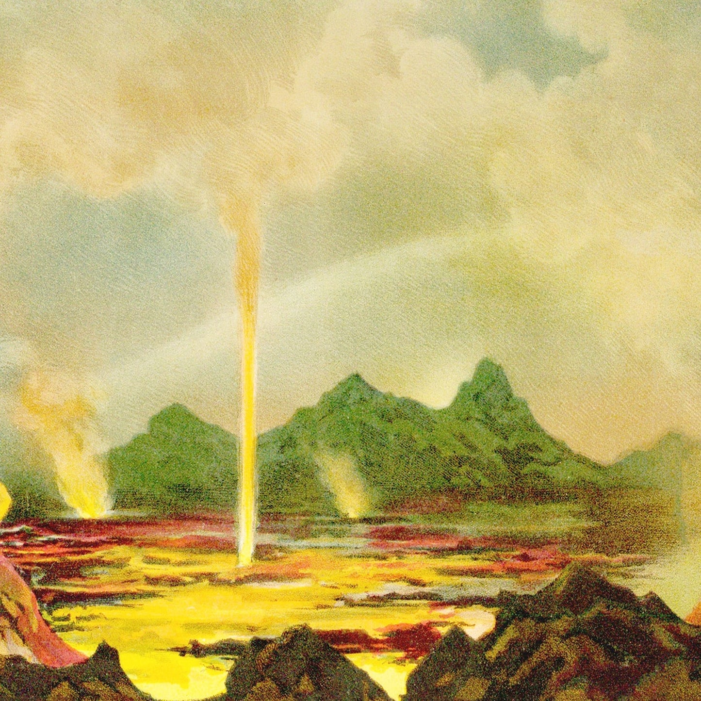 Vintage Map of the Burning Lake of Kilauea, 1884