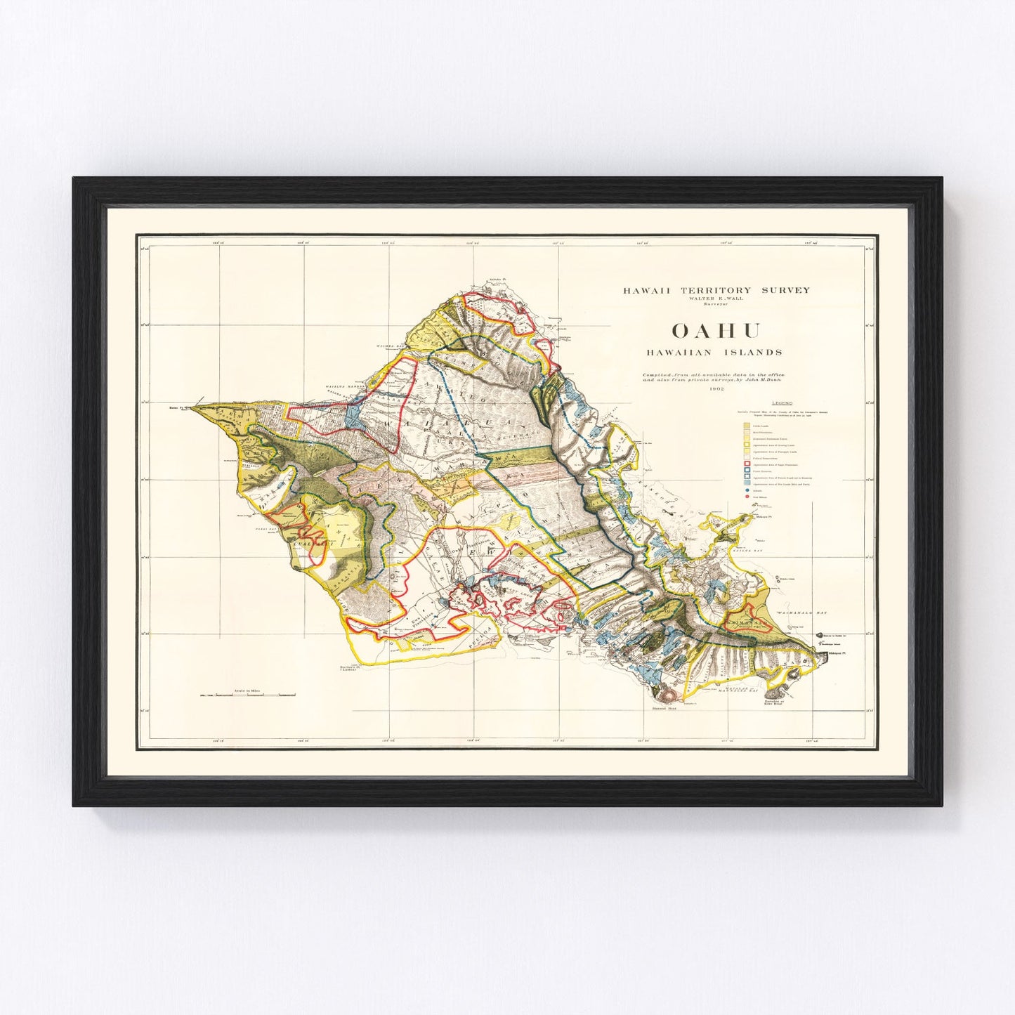 vintage map of Oahu, Hawaii, 1902