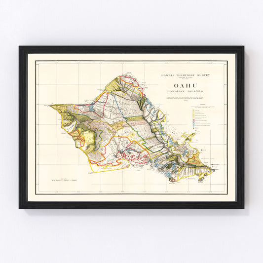 vintage map of Oahu, Hawaii, 1902
