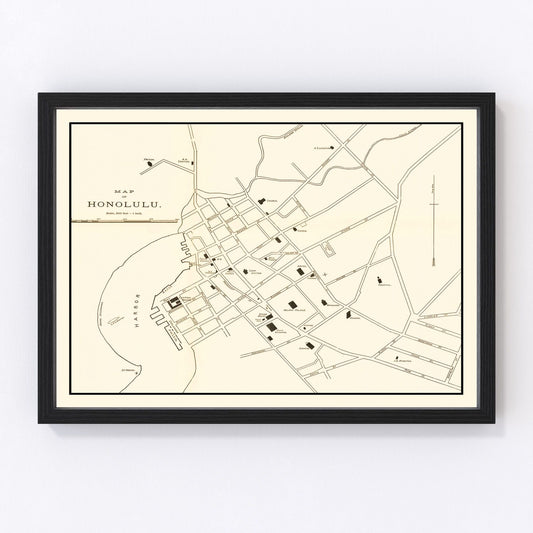vintage map of Honolulu, Hawaii, 1893