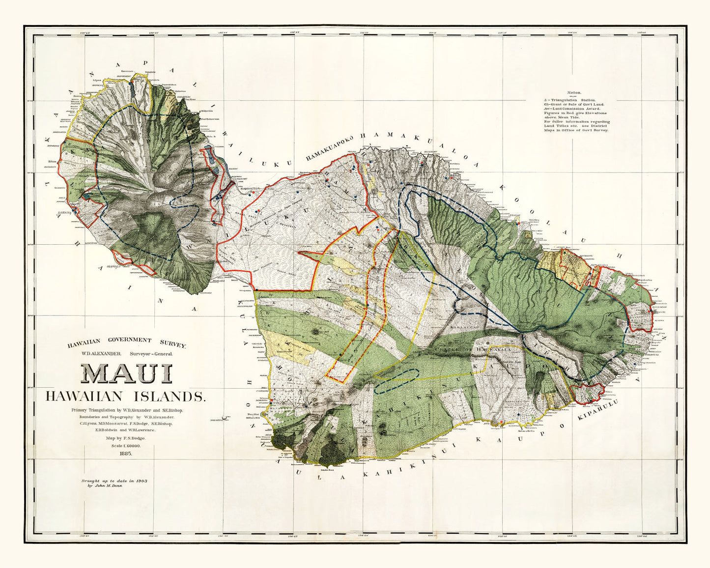 Vintage Map of Maui County, Hawaii, 1903