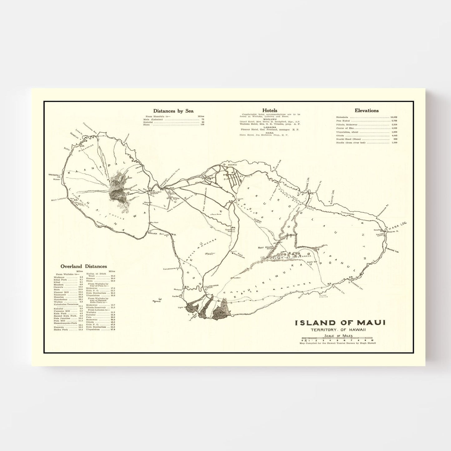 Vintage Map of Maui County, Hawaii, 1924
