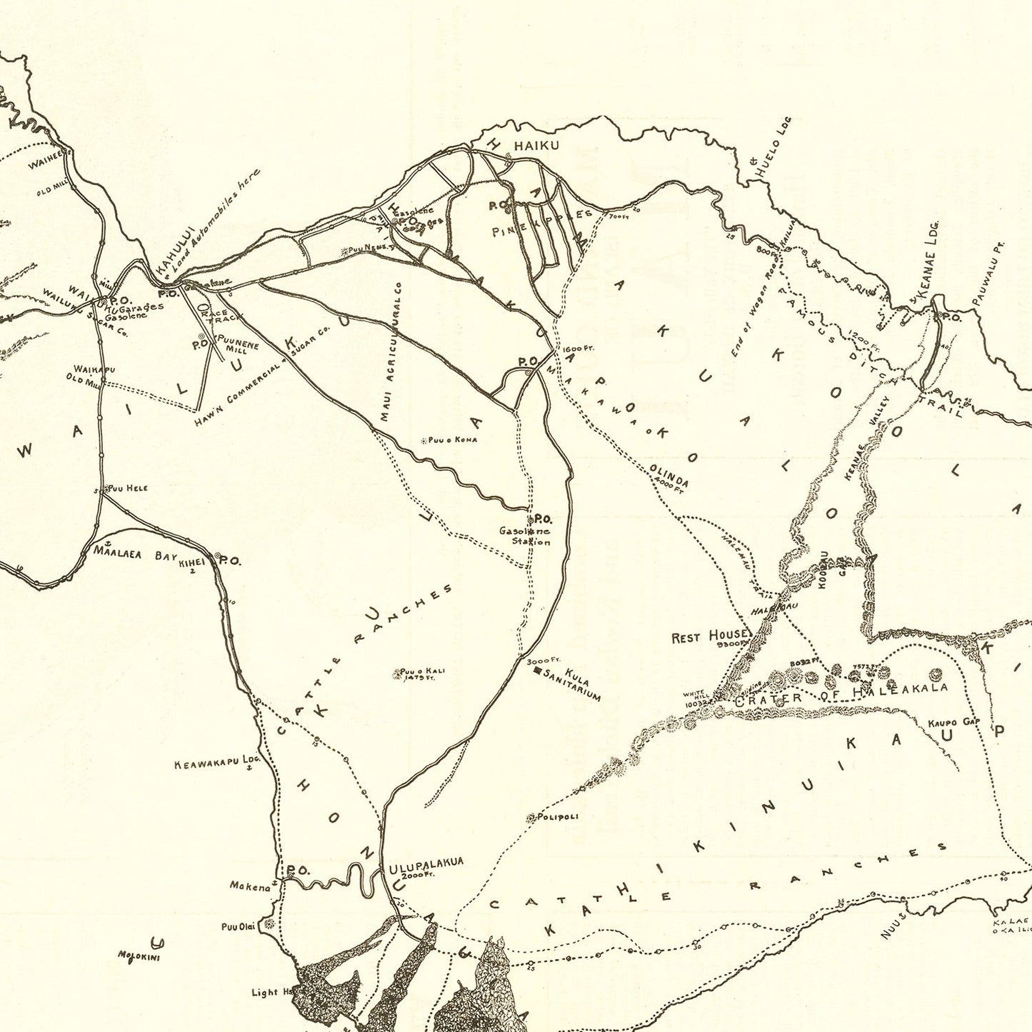 Vintage Map of Maui County, Hawaii, 1924