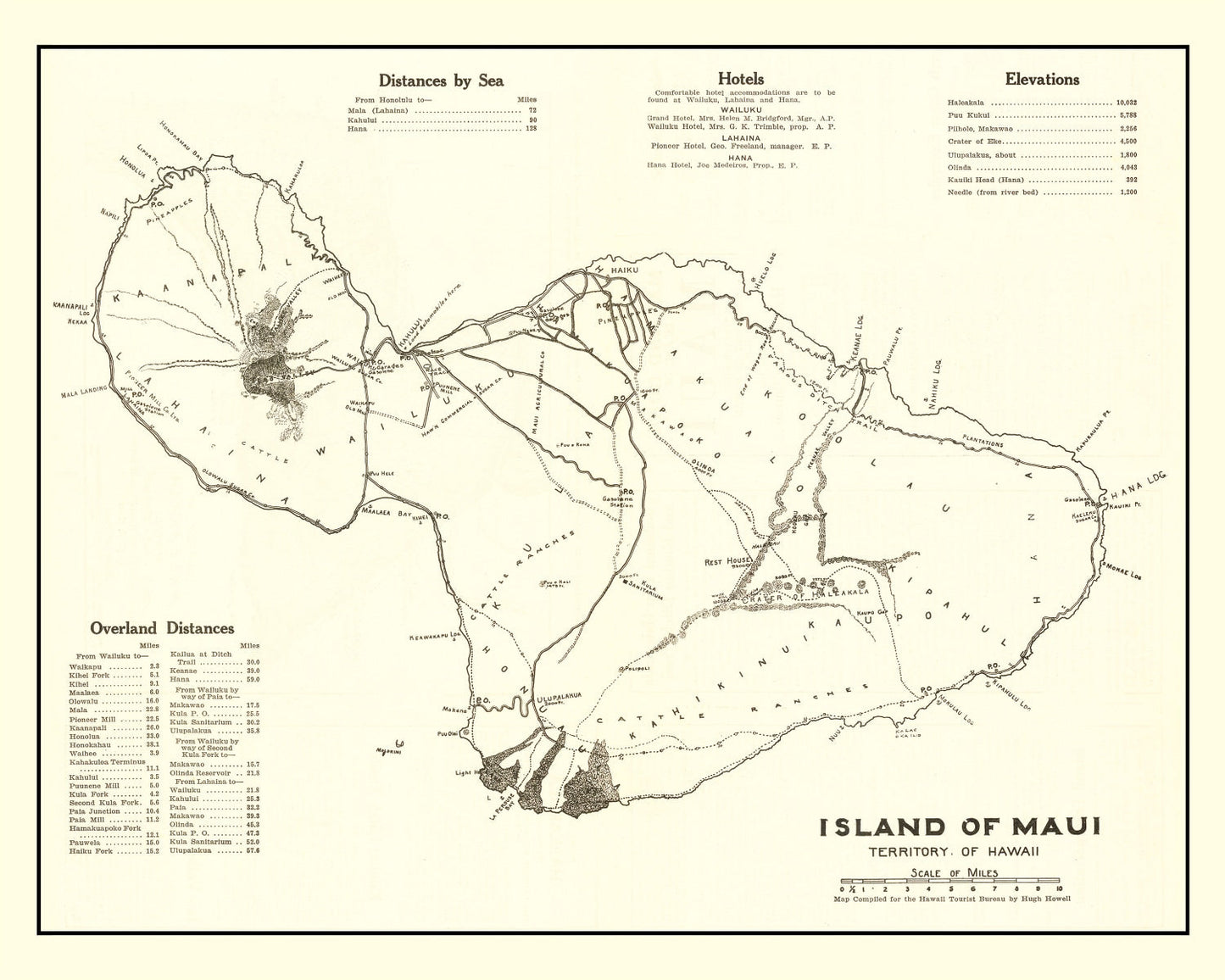 Vintage Map of Maui County, Hawaii, 1924