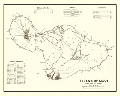Vintage Map of Maui, 1924