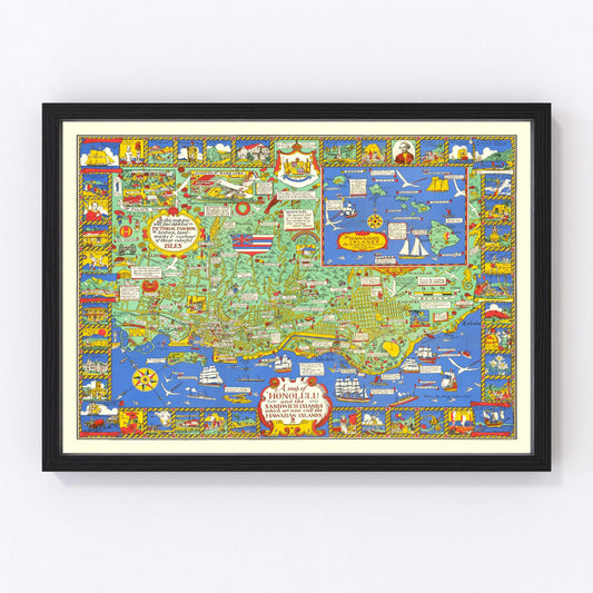Vintage map of Honolulu, Hawaii, 1927