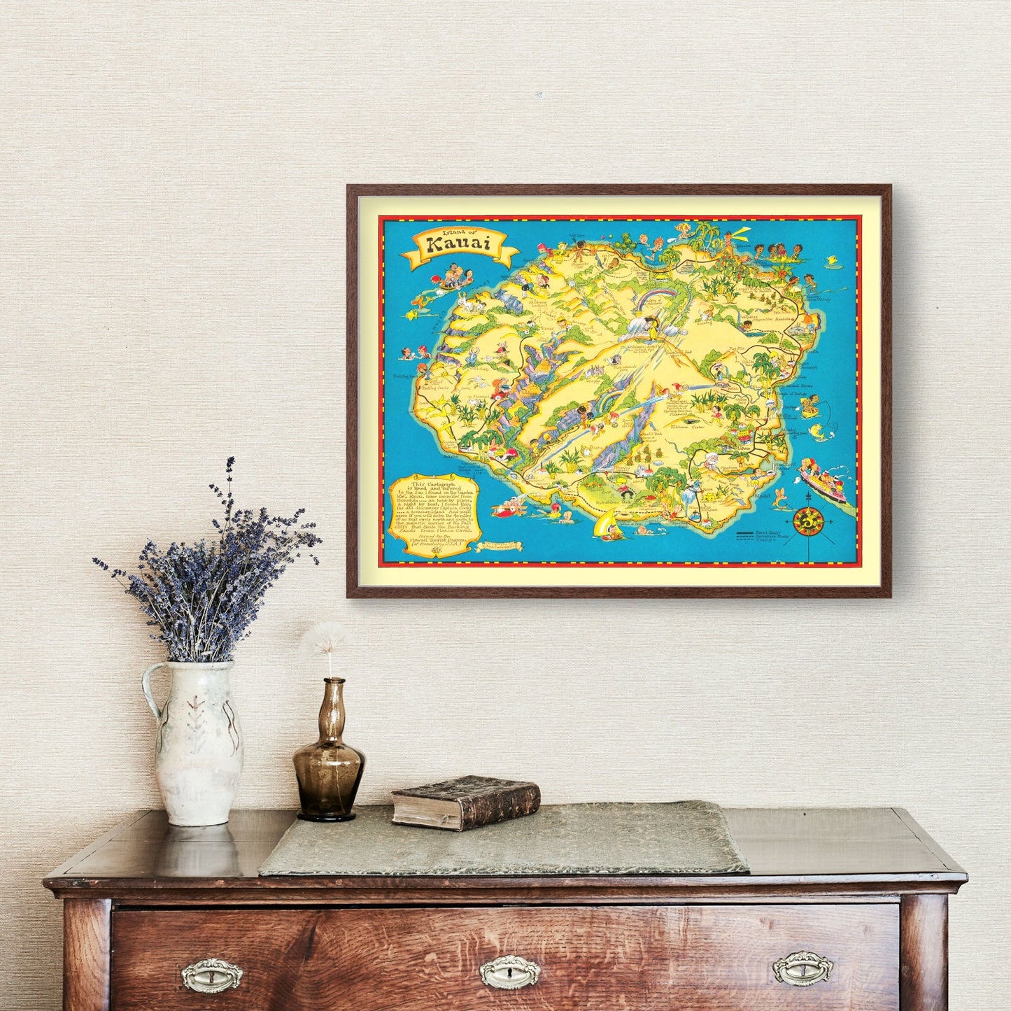 Vintage Map of Kauai, Hawaii, 1931