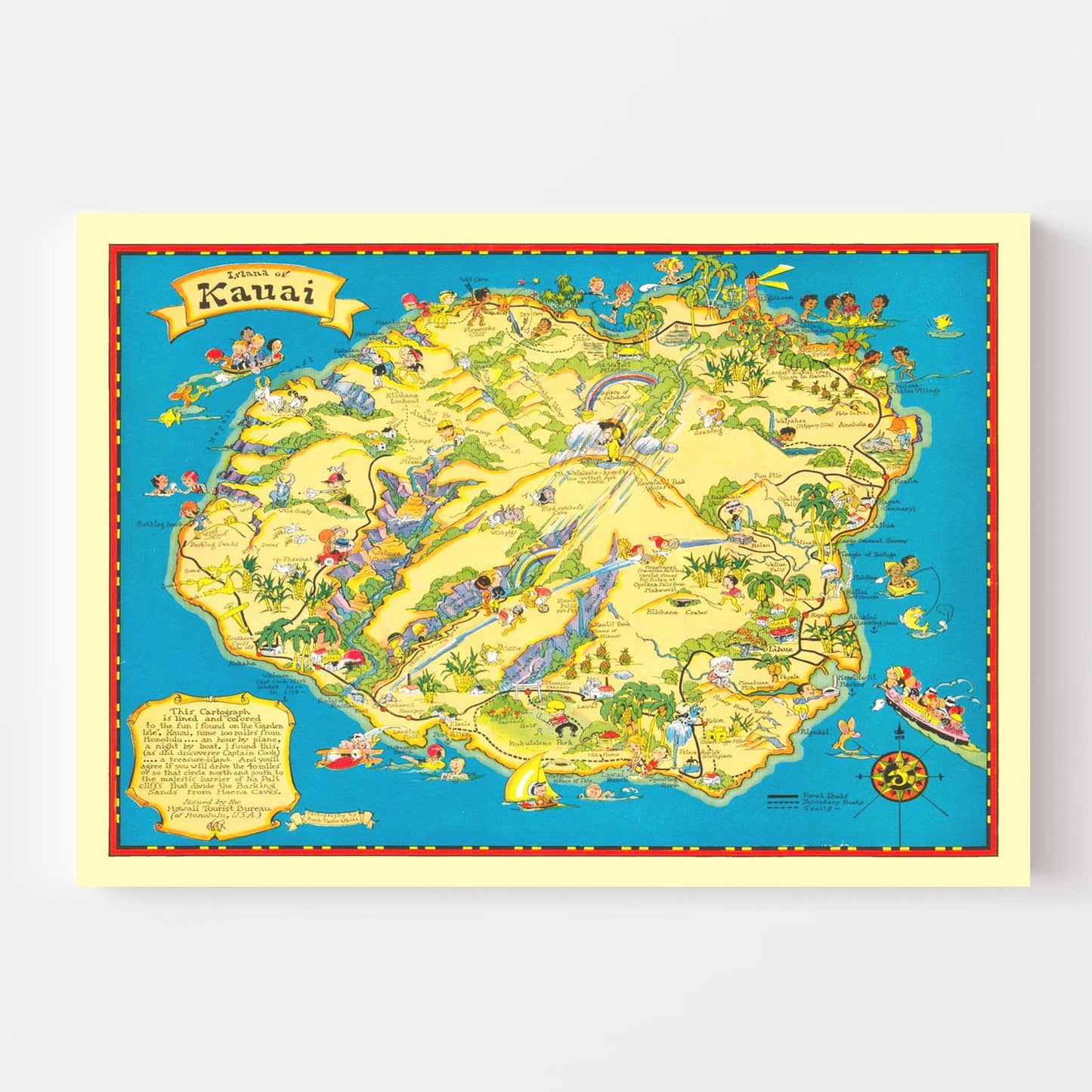 Vintage Map of Kauai, Hawaii, 1931