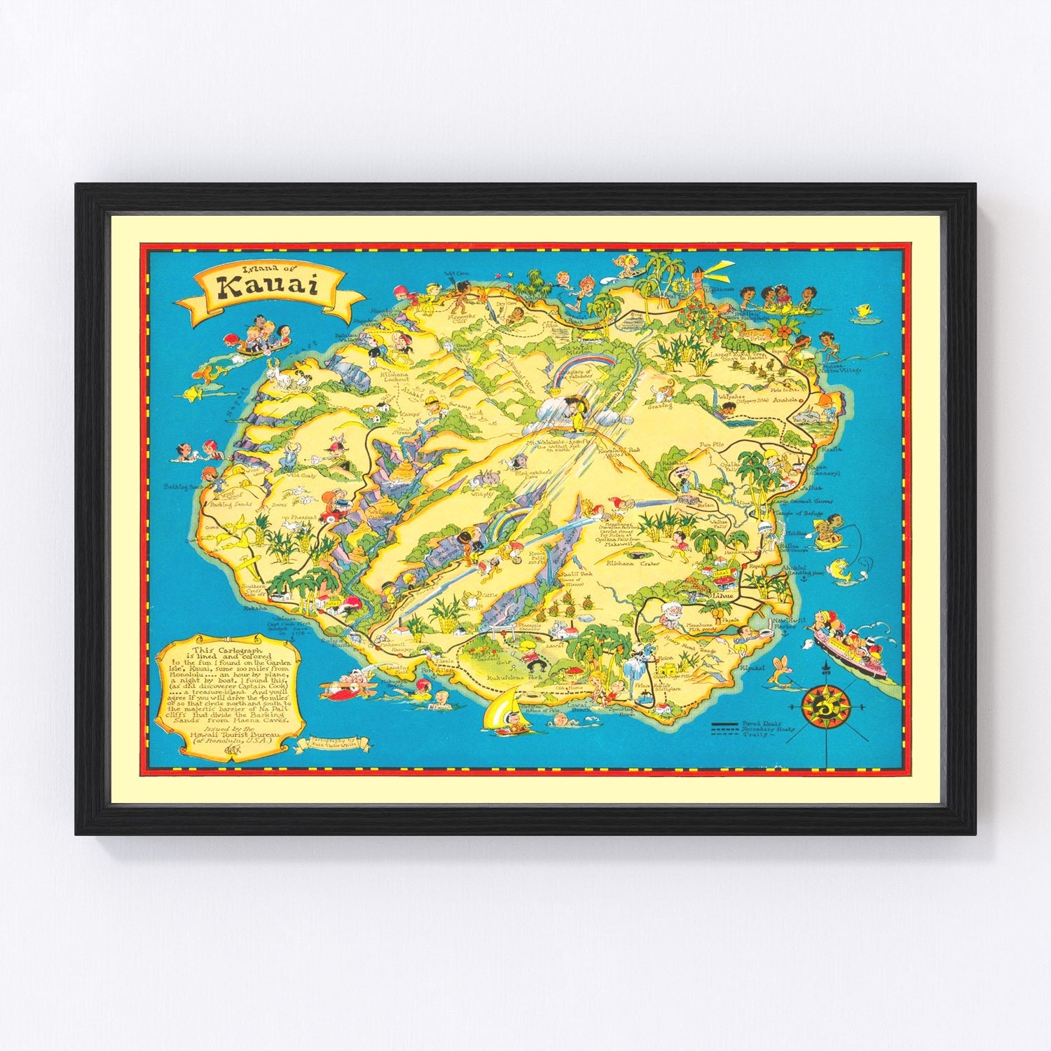 Vintage map of Kauai, Hawaii, 1931