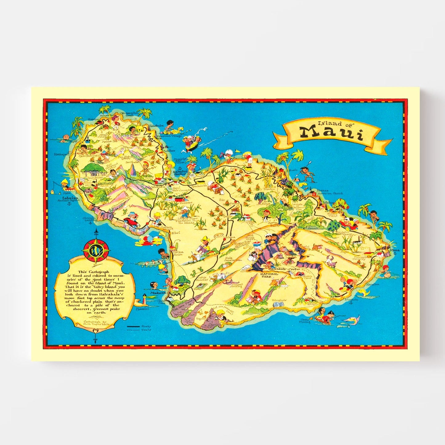 Vintage Map of Maui County, Hawaii, 1931
