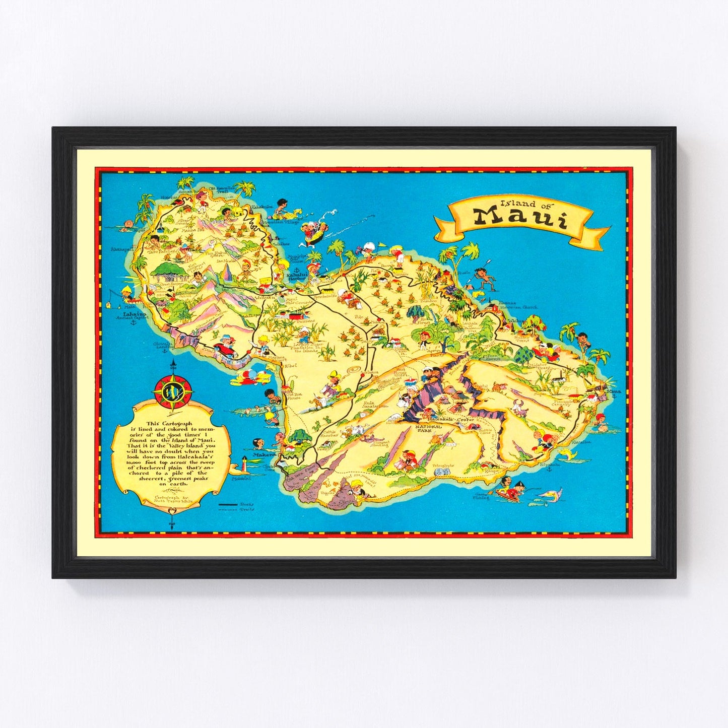 Vintage map of Maui County, Hawaii, 1931