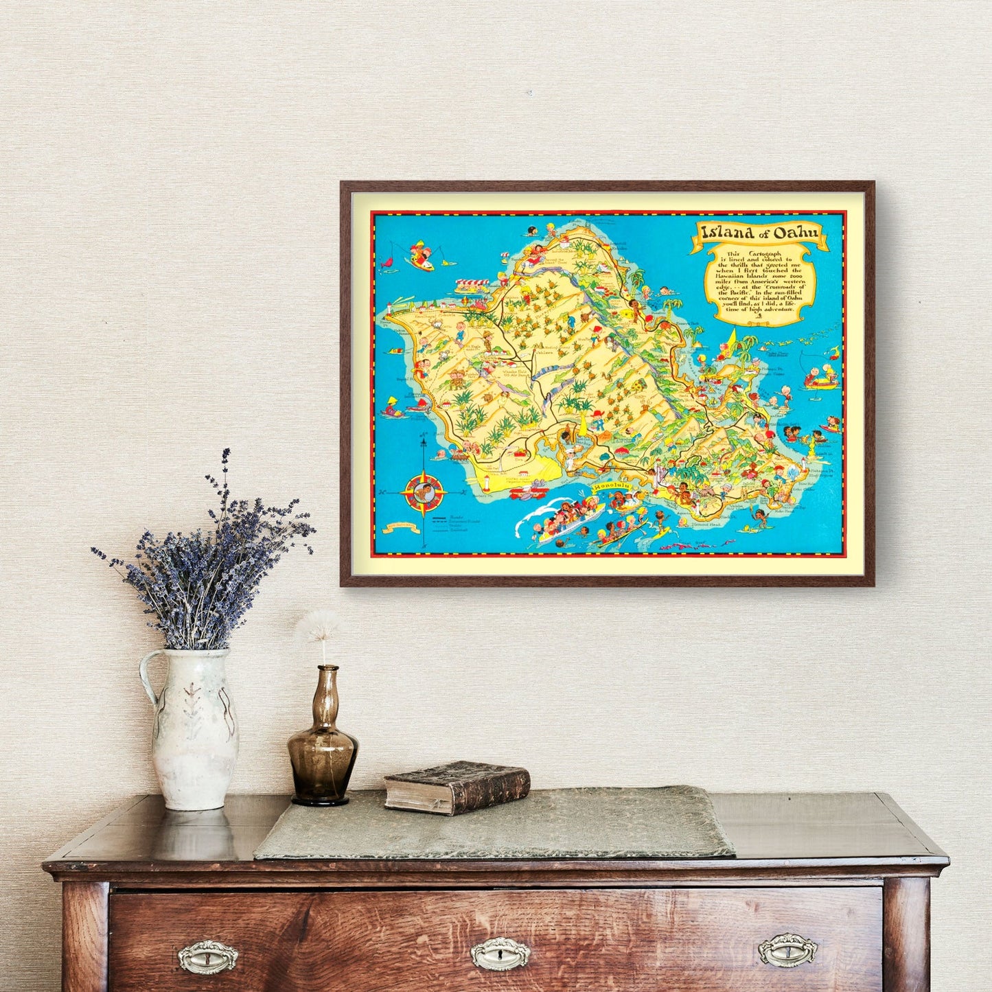 Vintage Map of Oahu, Hawaii, 1931