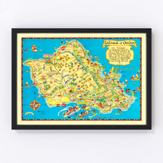vintage map of Oahu, Hawaii, 1931