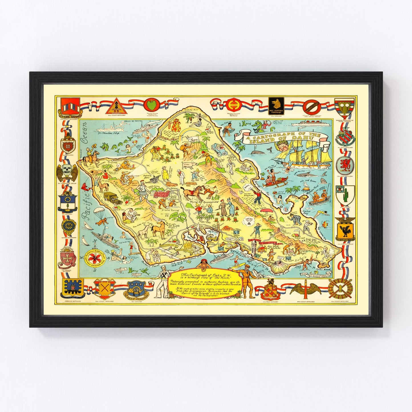 vintage map of Oahu, Hawaii, 1933