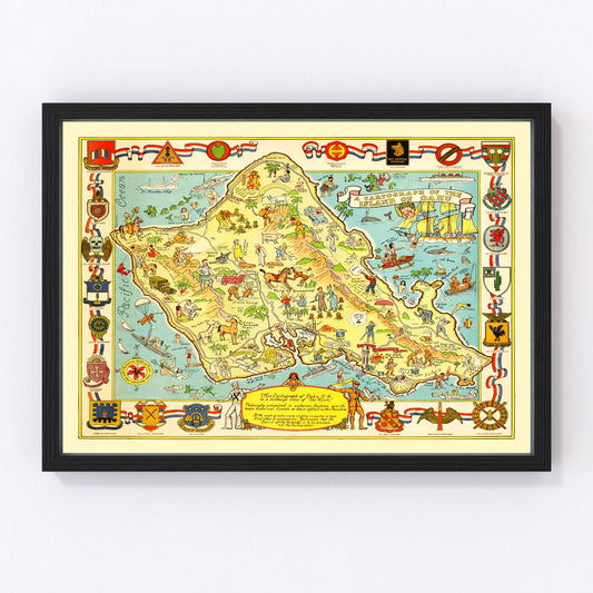 vintage map of Oahu, Hawaii, 1933