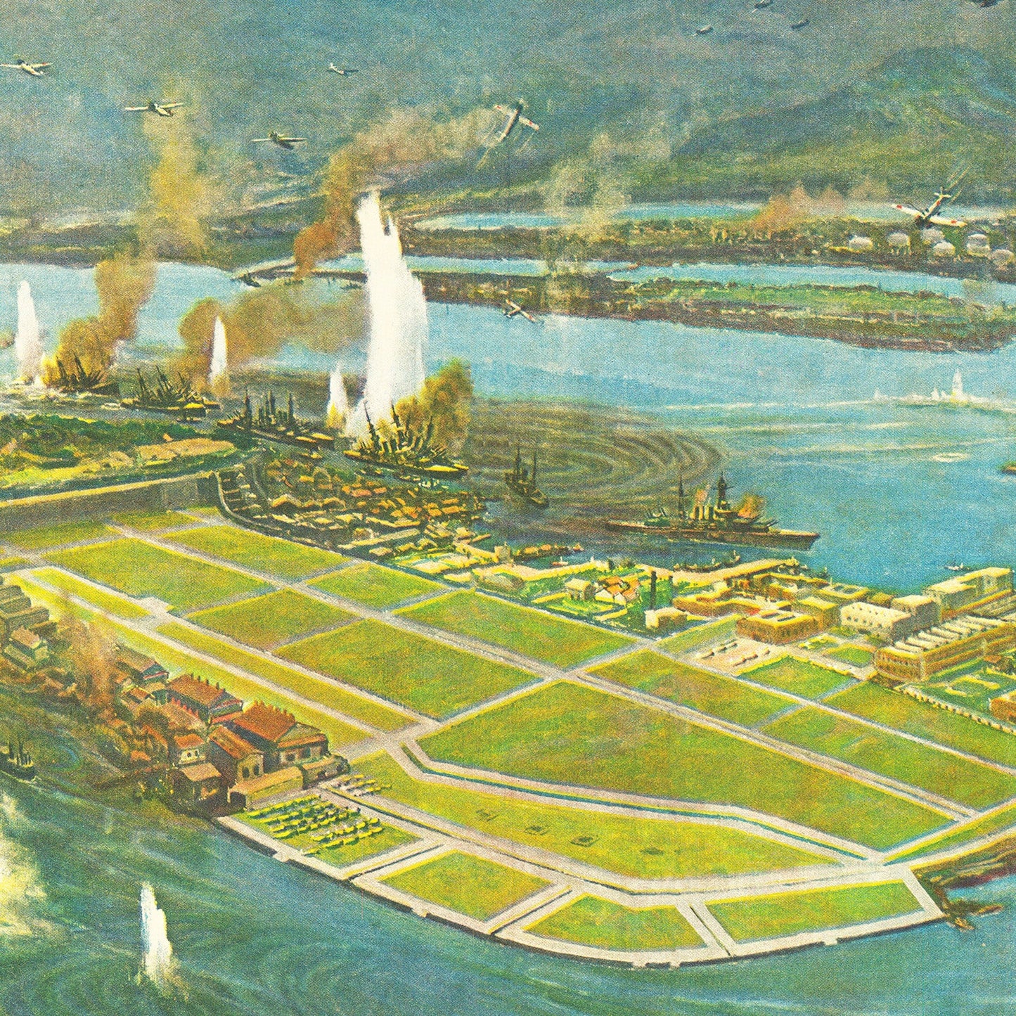 Vintage Map of the Pearl Harbor Attack, Hawaii, 1941