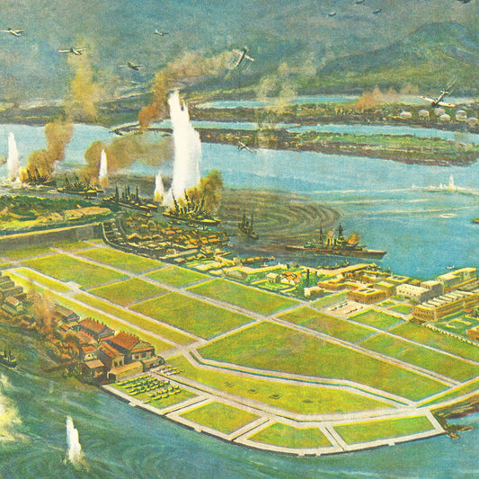 Vintage Map of the Pearl Harbor Attack, Hawaii, 1941