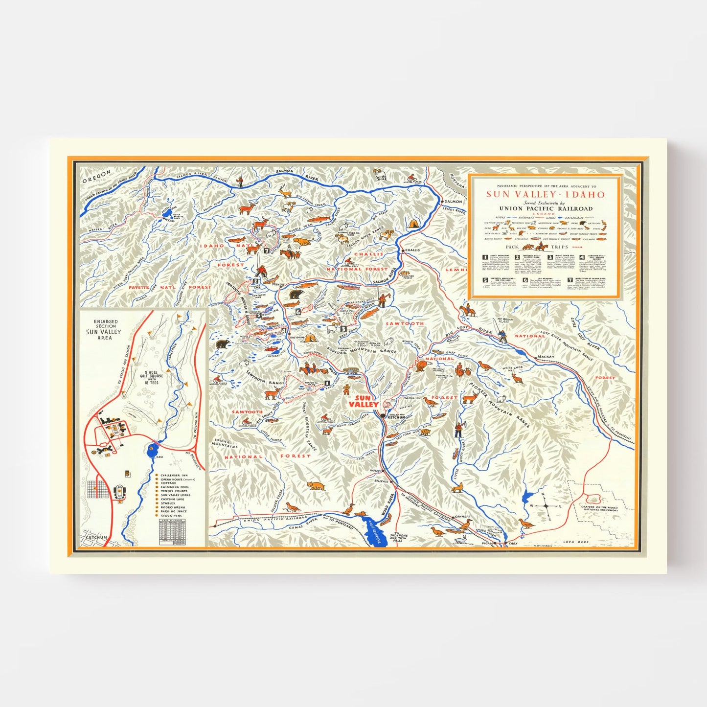 Vintage Map of Sun Valley, Idaho, 1938