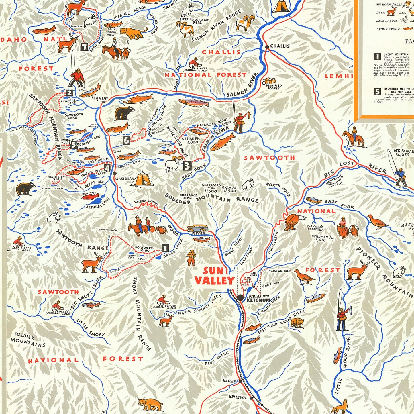 Vintage Map of Sun Valley, Idaho, 1938