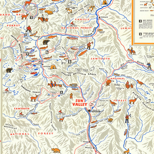 Vintage Map of Sun Valley, Idaho, 1938