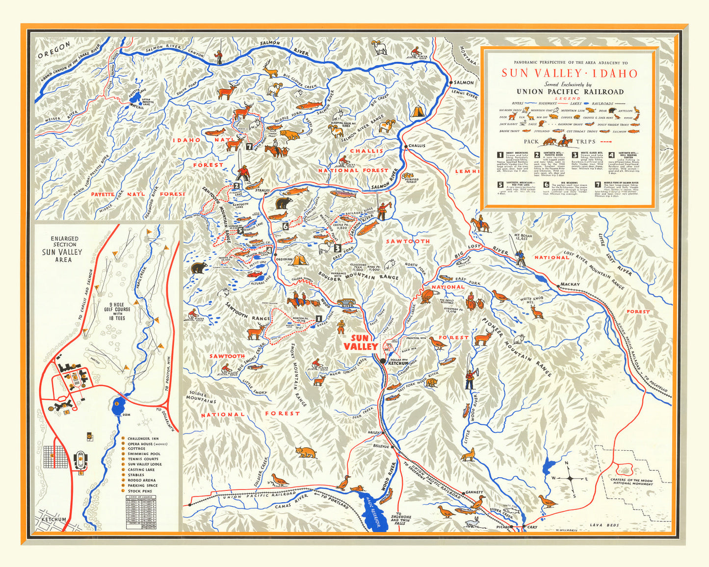 Vintage Map of Sun Valley, Idaho, 1938