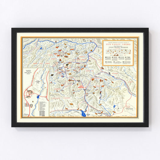 Vintage map of Sun Valley, Idaho, 1938