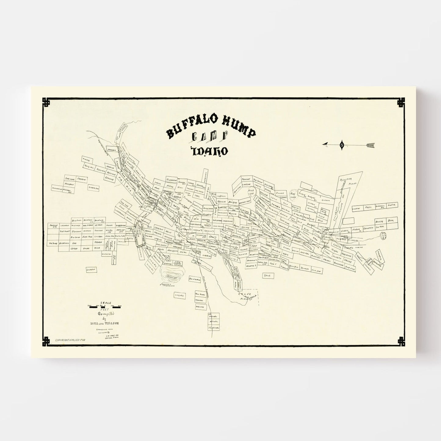 Vintage Map of Buffalo Hump Camp, Idaho 1899