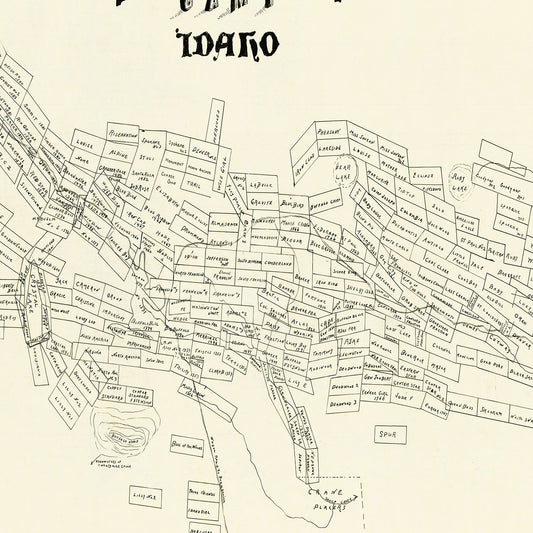Vintage Map of Buffalo Hump Camp, Idaho 1899