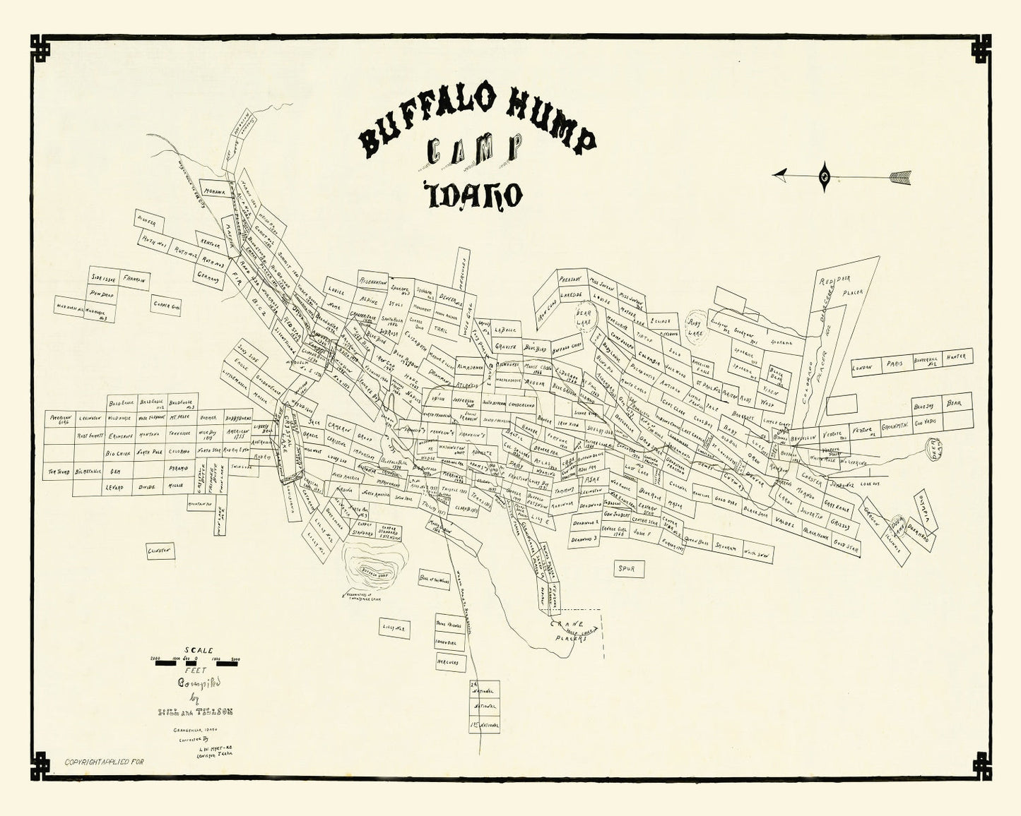 Vintage Map of Buffalo Hump Camp, Idaho 1899