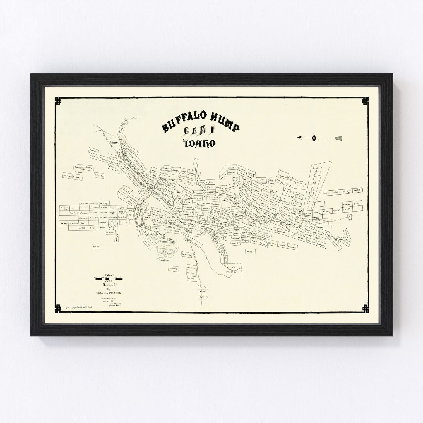 Vintage map of Buffalo Hump Camp, Idaho, 1899