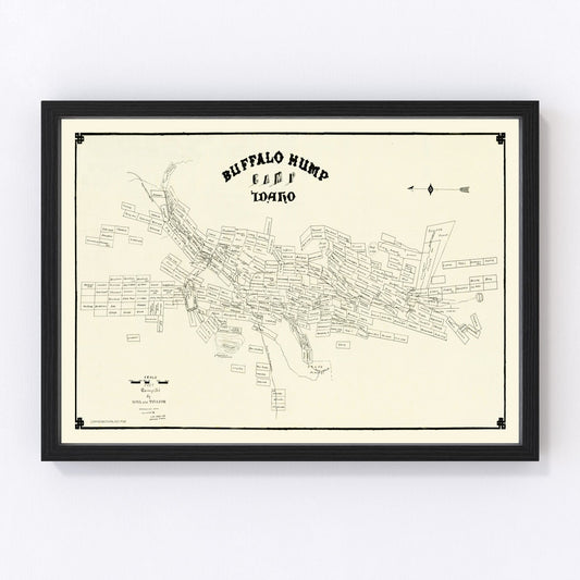 Vintage map of Buffalo Hump Camp, Idaho, 1899