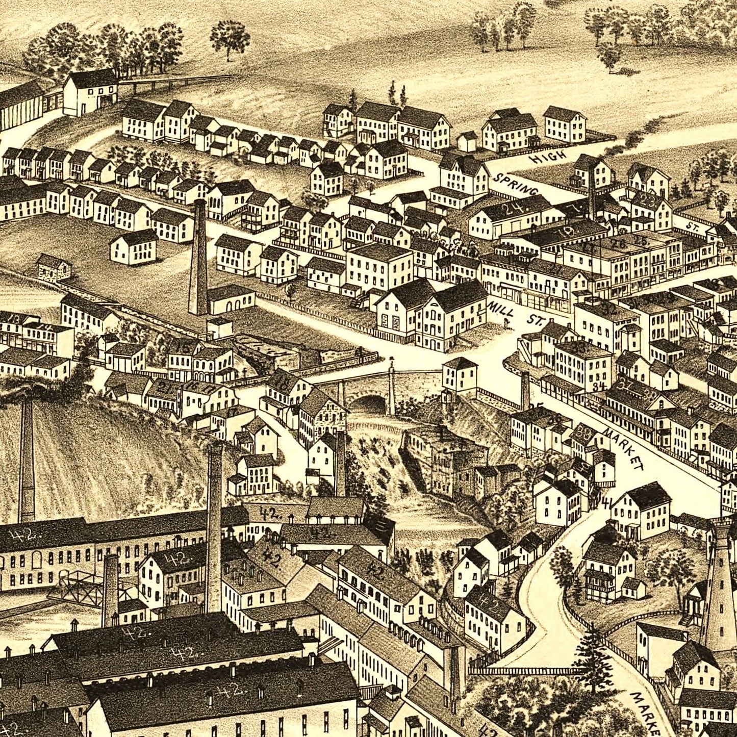 Vintage Map of Wappingers Falls, New York, 1889