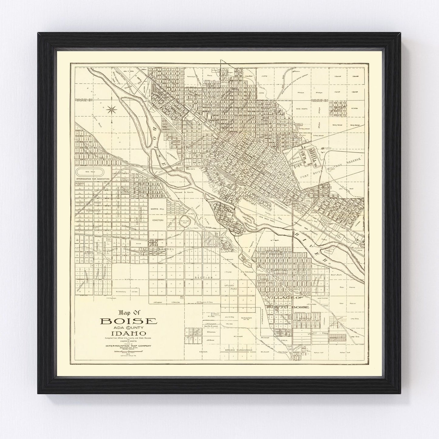 vintage map of Boise, Idaho, 1912